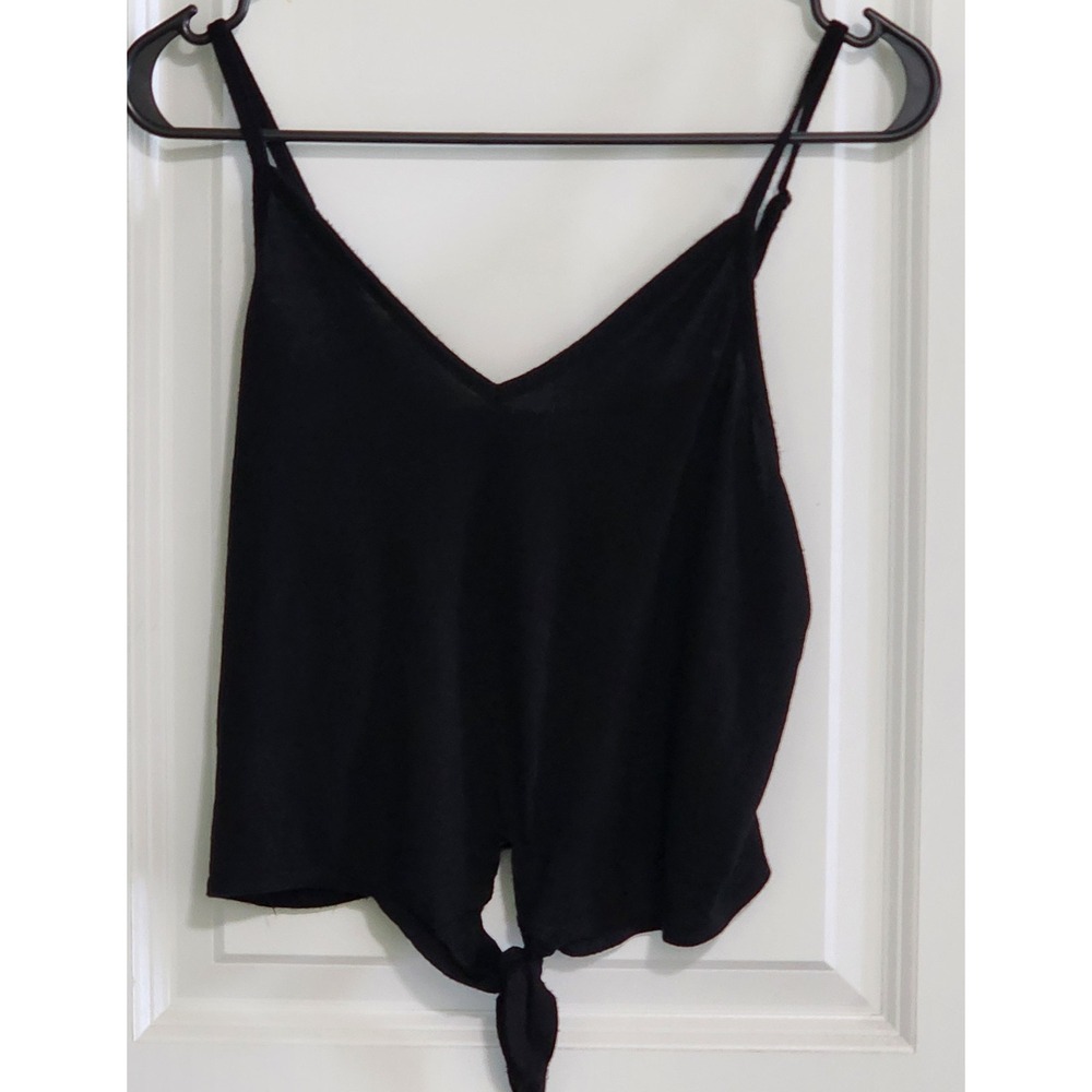 Bozzolo V Neck Black Women's Crop Top  Size Large Cropped L